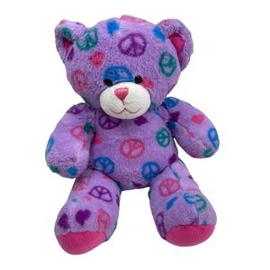 Build A Bear Workshop Peace & Hugs Stuffed Plush Teddy Bear Purple 15 Inches